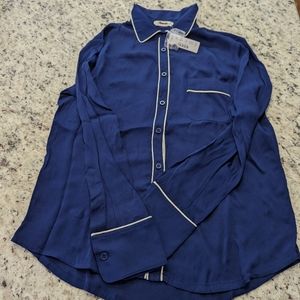 J. Crew Piamita Blue Silk Button Up Top Sz XS
